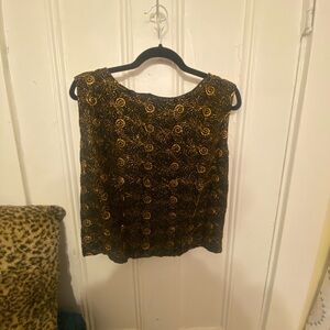 Vintage Black and Gold Women's Top - Festive